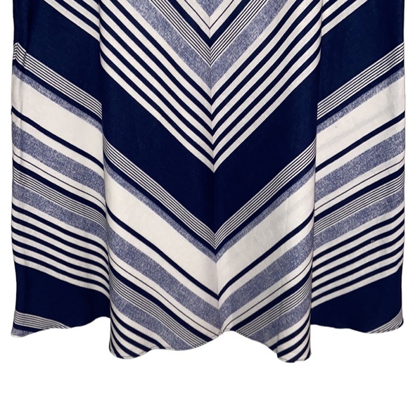 NWT New Liz Claiborne Career Linen Cotton Navy Blue Stripe A-line Skirt Size 12 - Picture 8 of 8